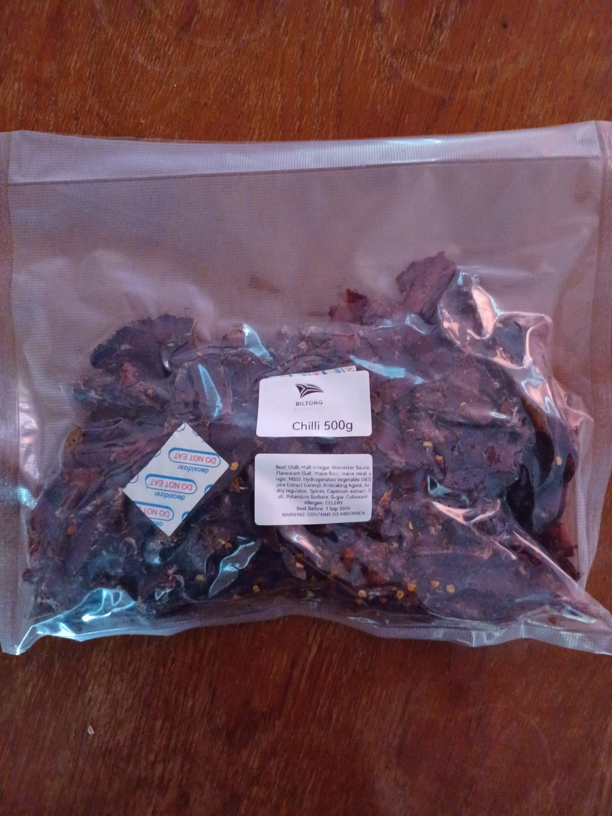 500g Sliced partially vacuum packed Chilli Biltong